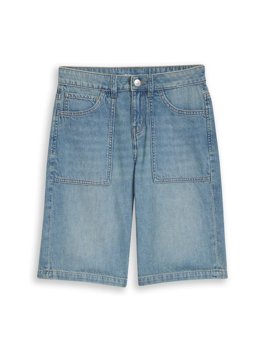 Relaxte Denim-Bermudas mit Patch-Taschen