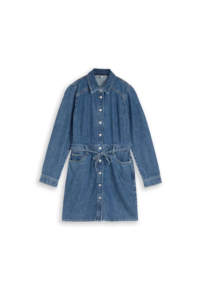 Jeans-Hemdkleid mit Bindegürtel