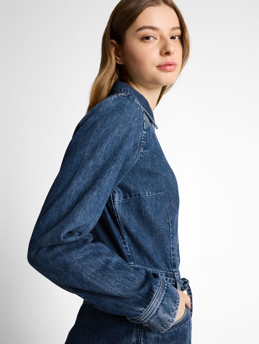 Jeans-Hemdkleid mit Bindegürtel