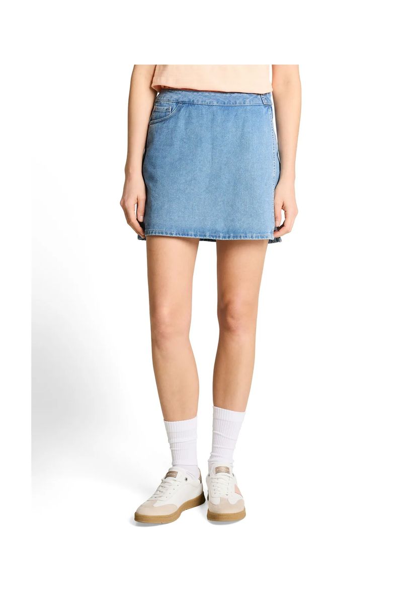 Asymmetrischer Denim-Hosenrock mit Wickelfront