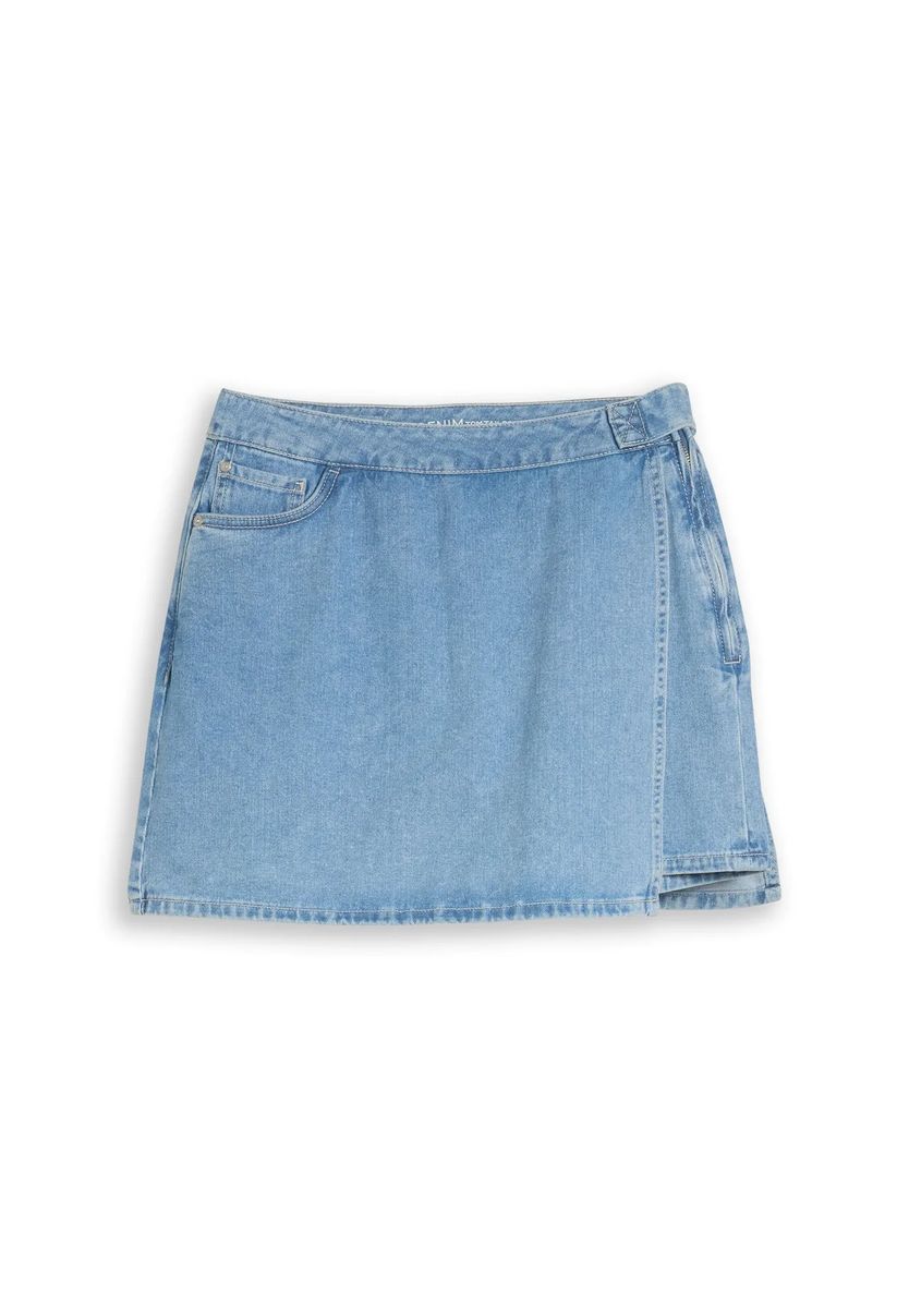 Asymmetrischer Denim-Hosenrock mit Wickelfront