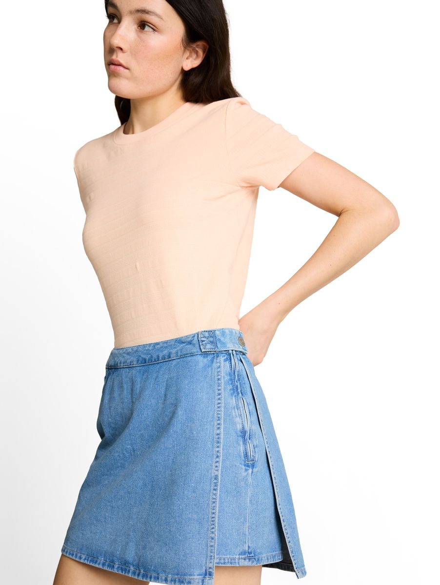 Asymmetrischer Denim-Hosenrock mit Wickelfront