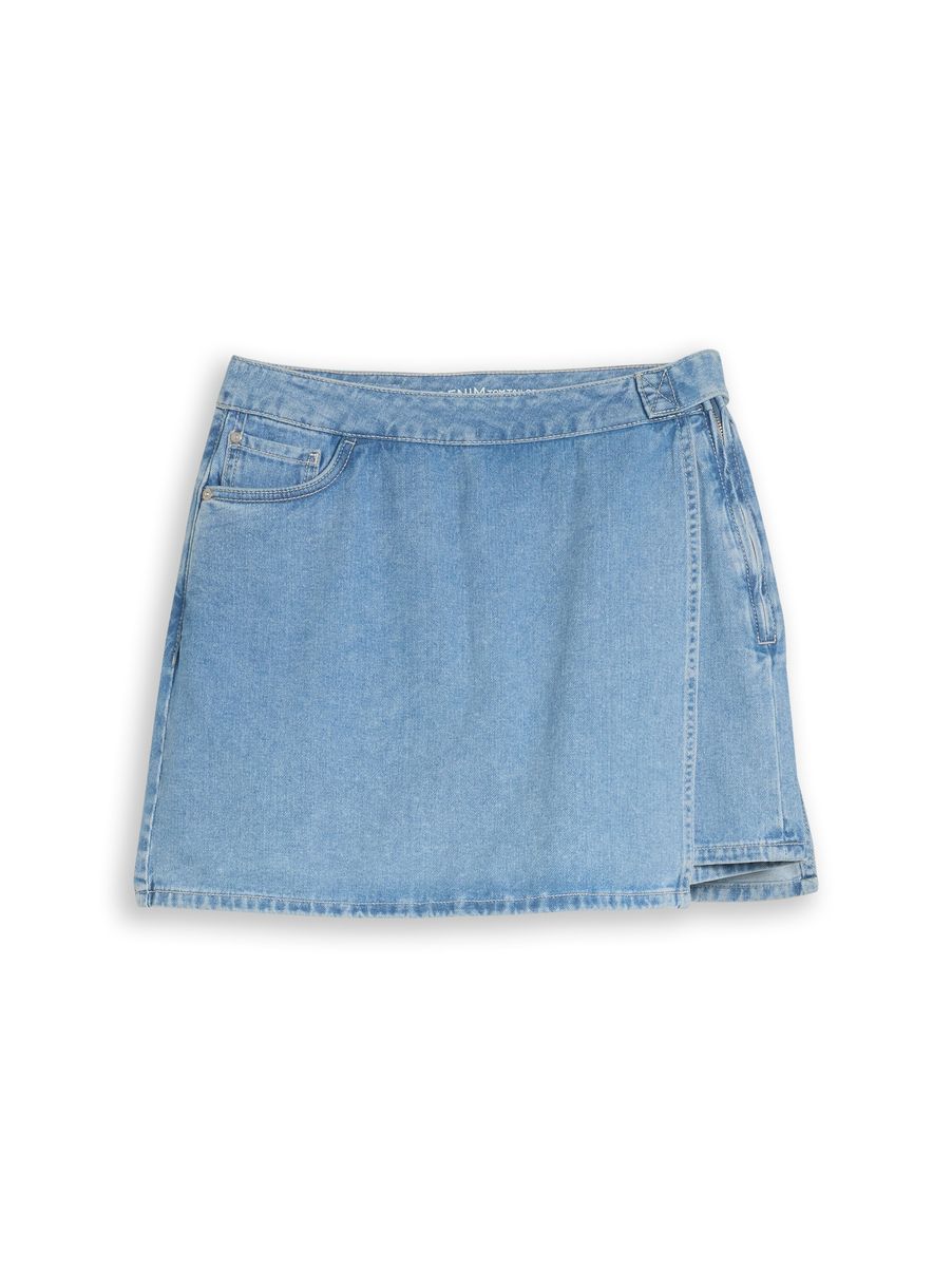 Asymmetrischer Denim-Hosenrock mit Wickelfront