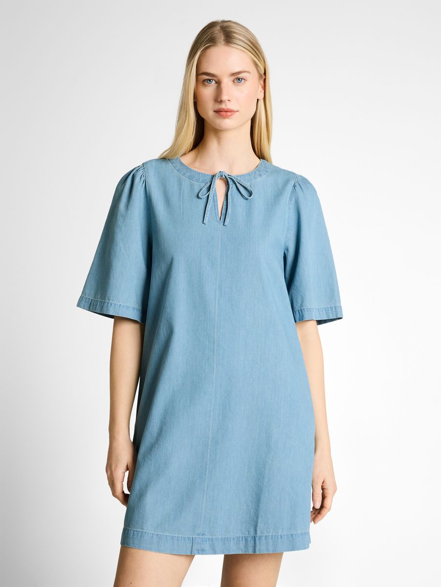 Jeans-Hemdkleid mit Bindeband