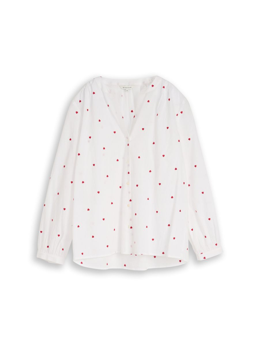 Bestickte Bluse mit Herz-Motiv