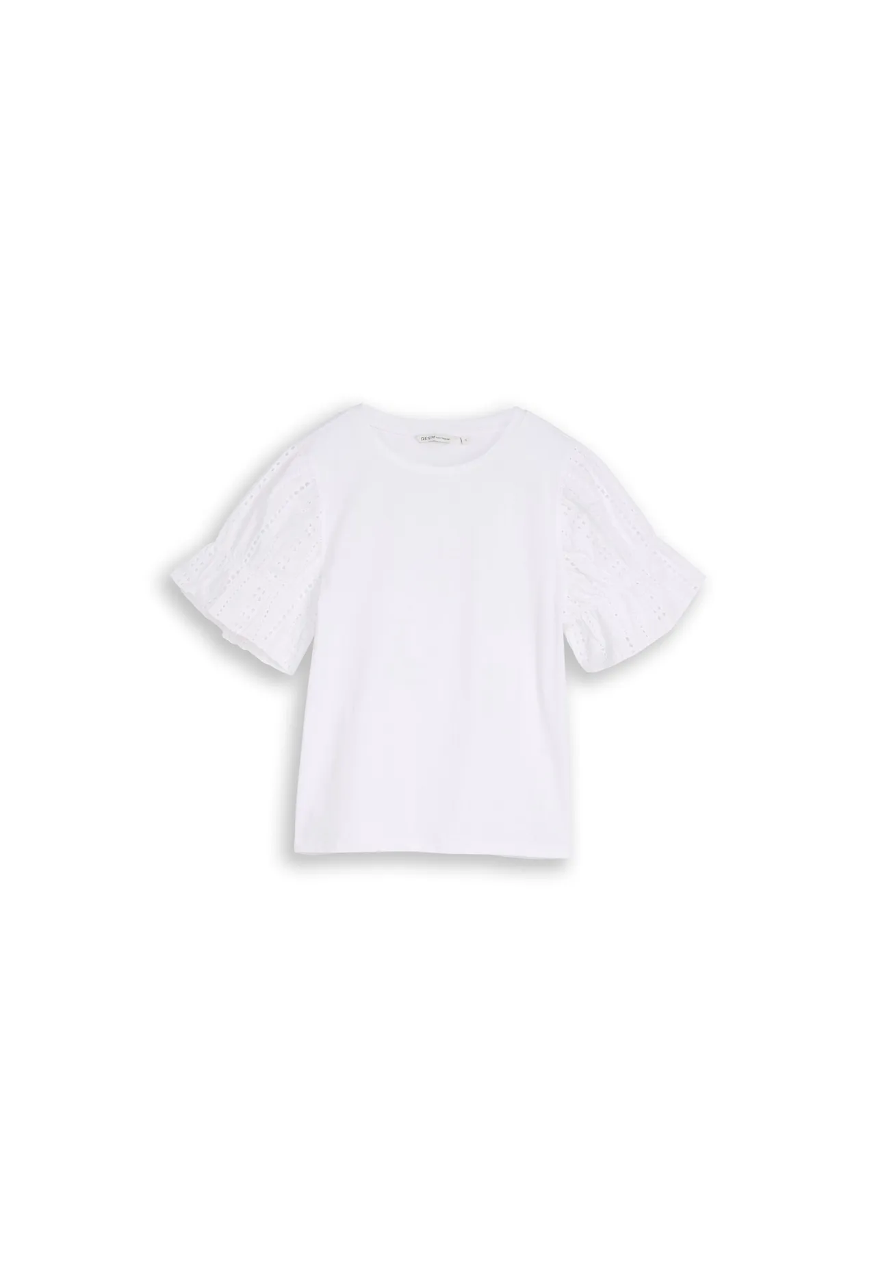 T-Shirt mit Lochstickerei-Puffärmeln