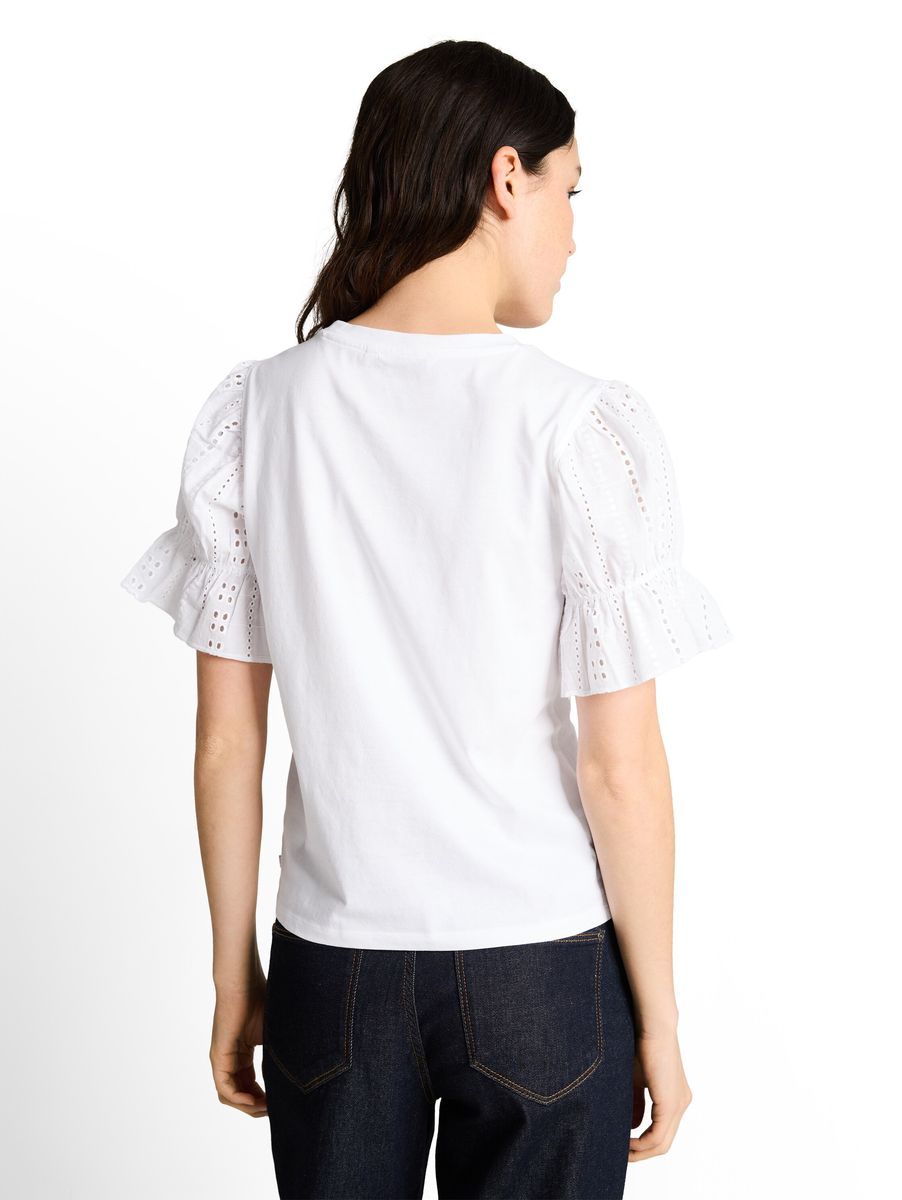 T-Shirt mit Lochstickerei-Puffärmeln