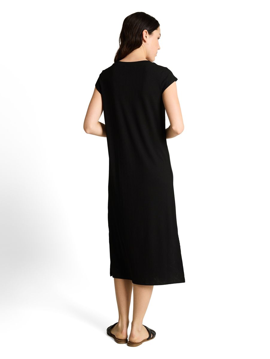 Geripptes Midikleid mit Schlitzen