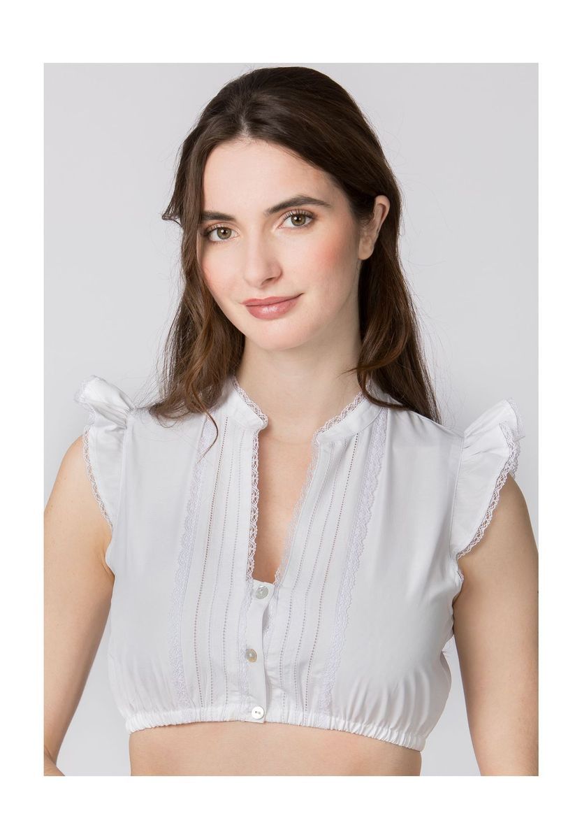 Romantische weiße Dirndlbluse mit Spitze