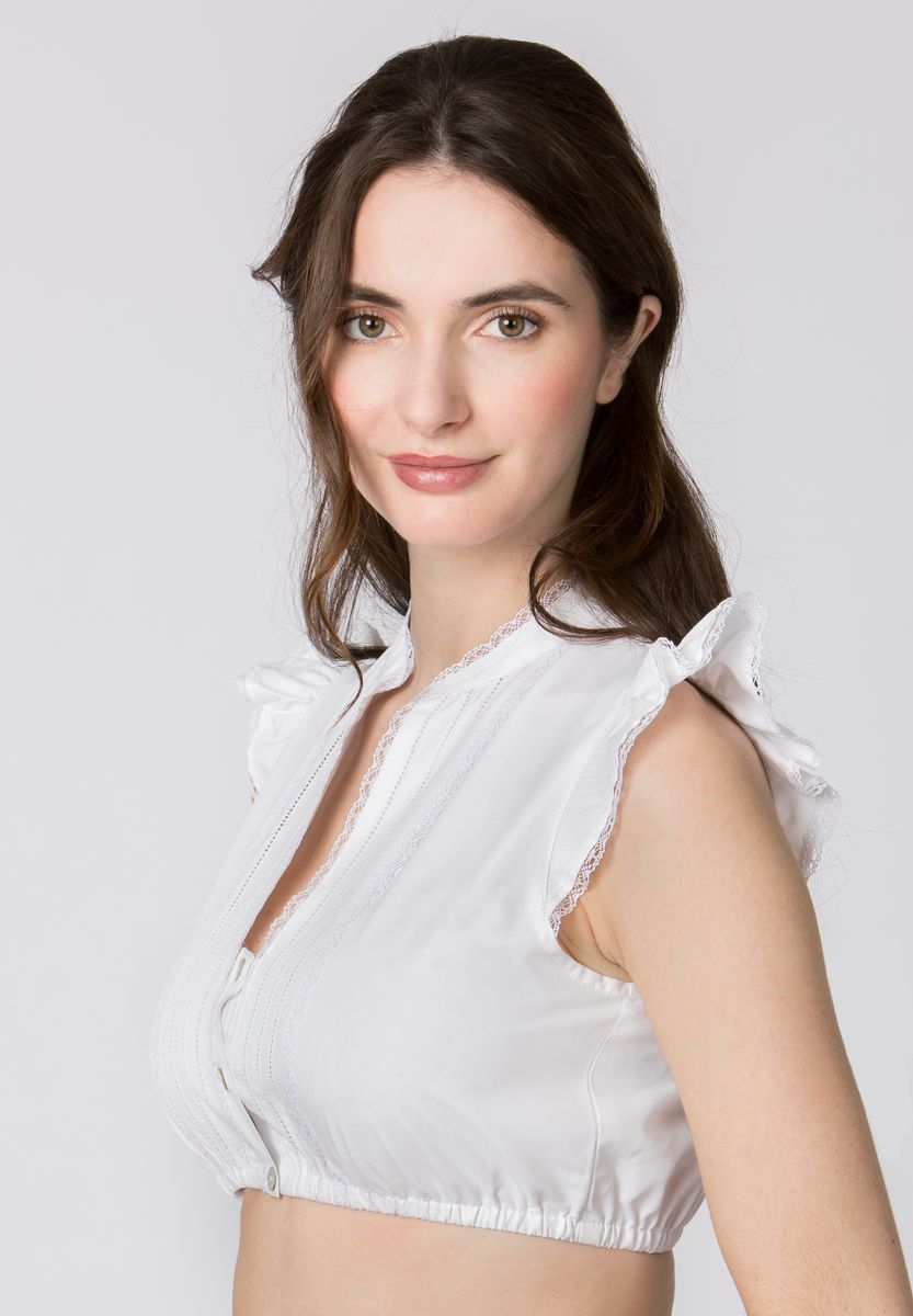 Romantische weiße Dirndlbluse mit Spitze