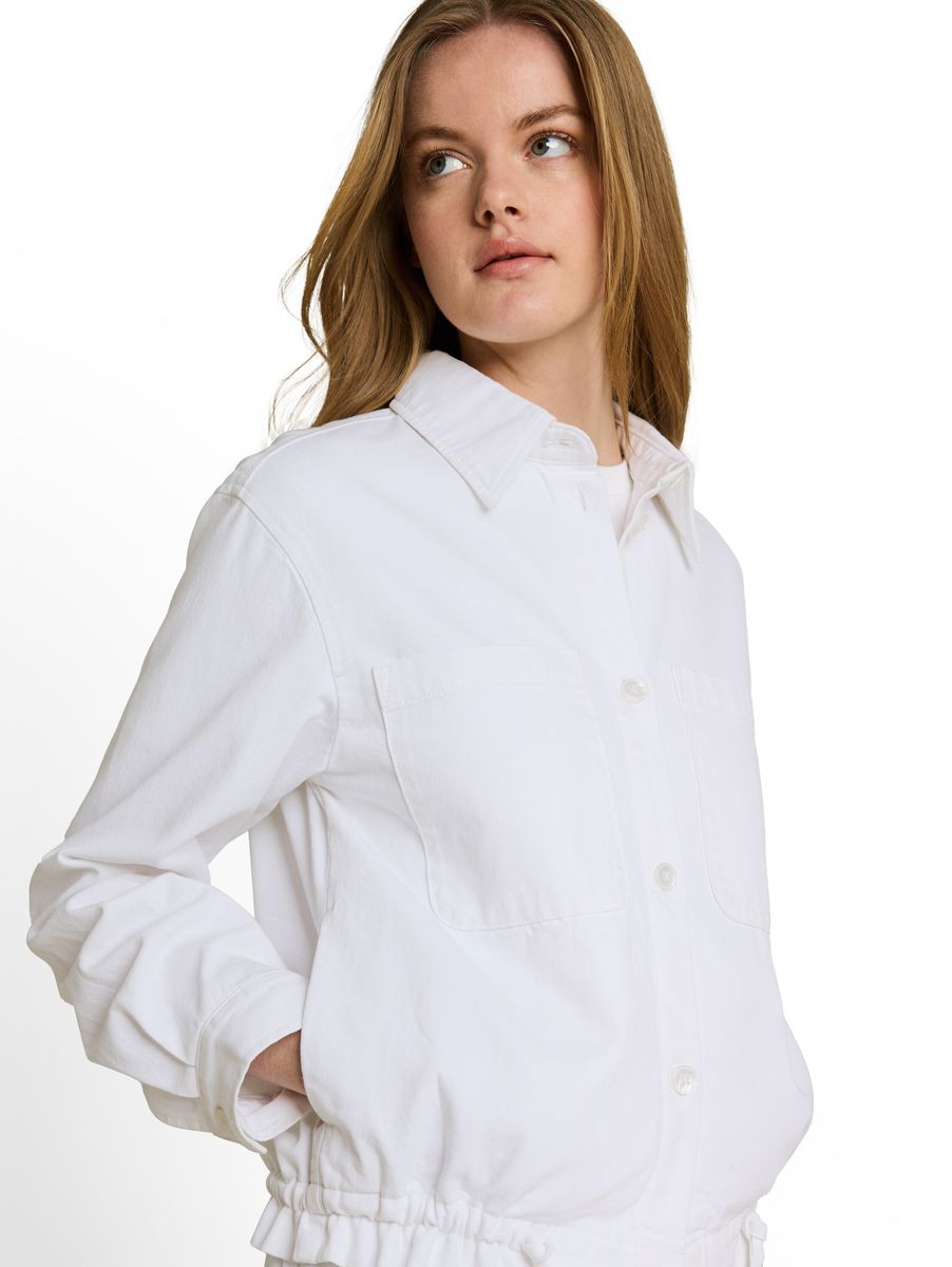 Weiße Utility-Jeansjacke mit Kordelzug