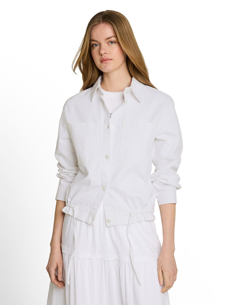 Weiße Utility-Jeansjacke mit Kordelzug