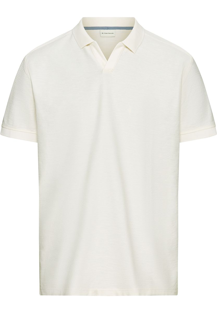 Strukturiertes Poloshirt mit offenem Kragen