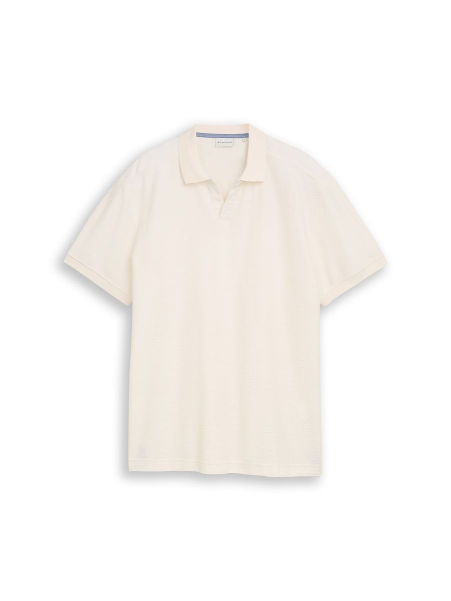 Strukturiertes Poloshirt mit offenem Kragen