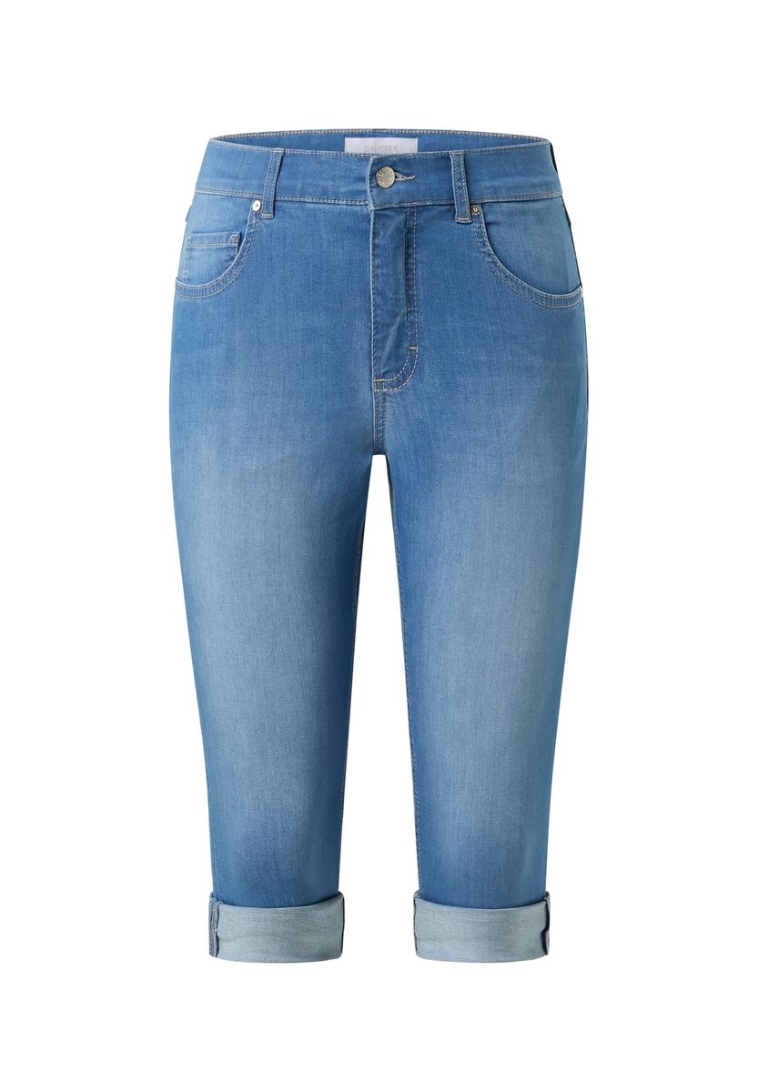 High-Waist Capri-Jeans mit Beinumschlag