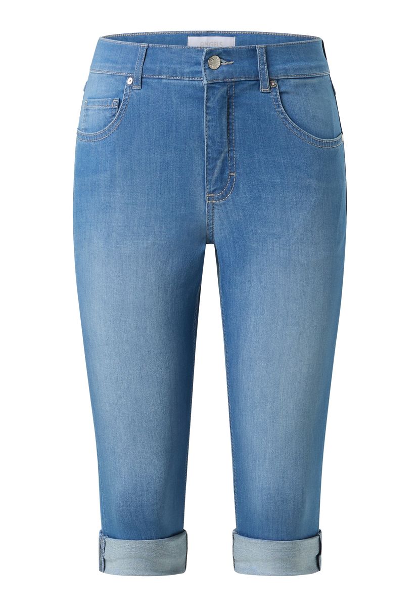 High-Waist Capri-Jeans mit Beinumschlag
