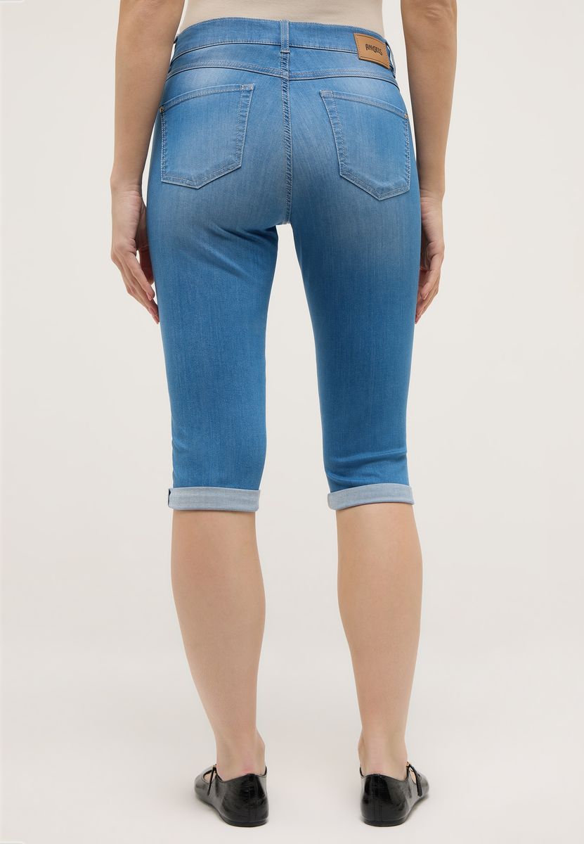 High-Waist Capri-Jeans mit Beinumschlag