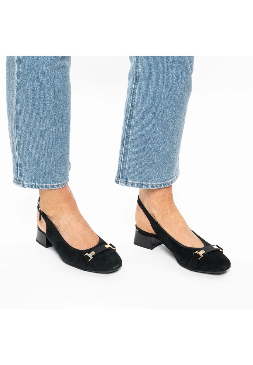 Slingpumps aus Wildleder mit Blockabsatz