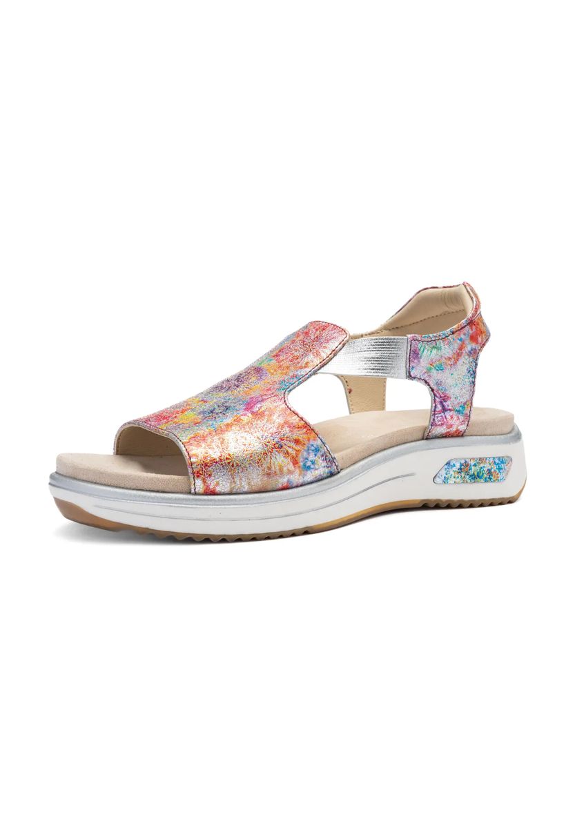 Muster-Plateausandalen mit Metallic-Finish