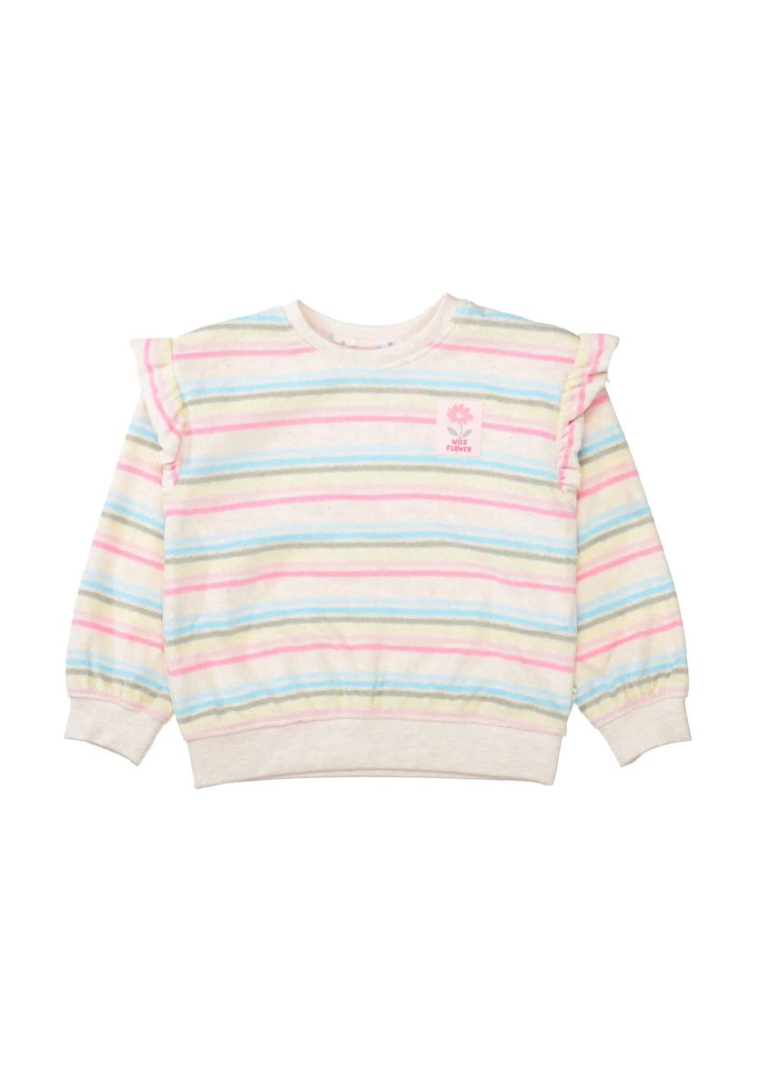 Gestreiftes Sweatshirt mit Rüschenschultern