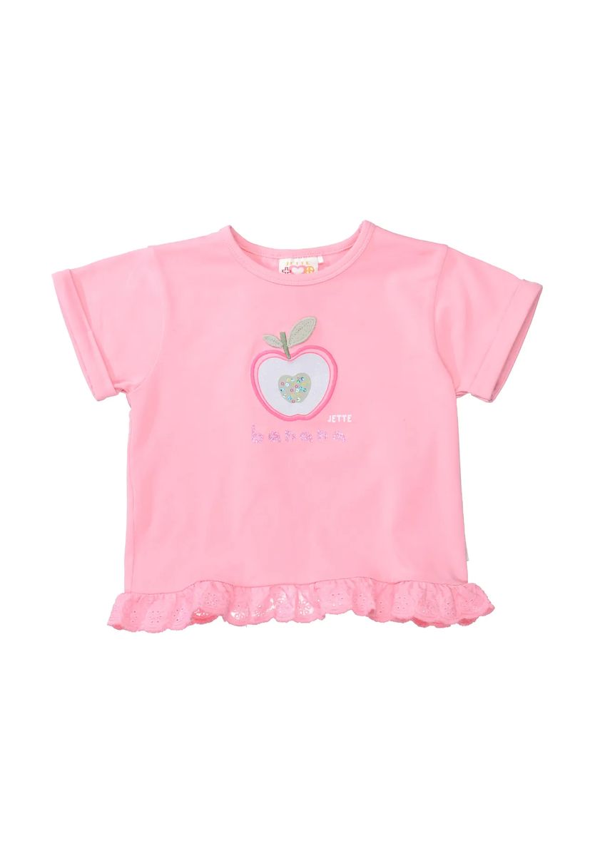 T-Shirt mit Rüschensaum und Motiv