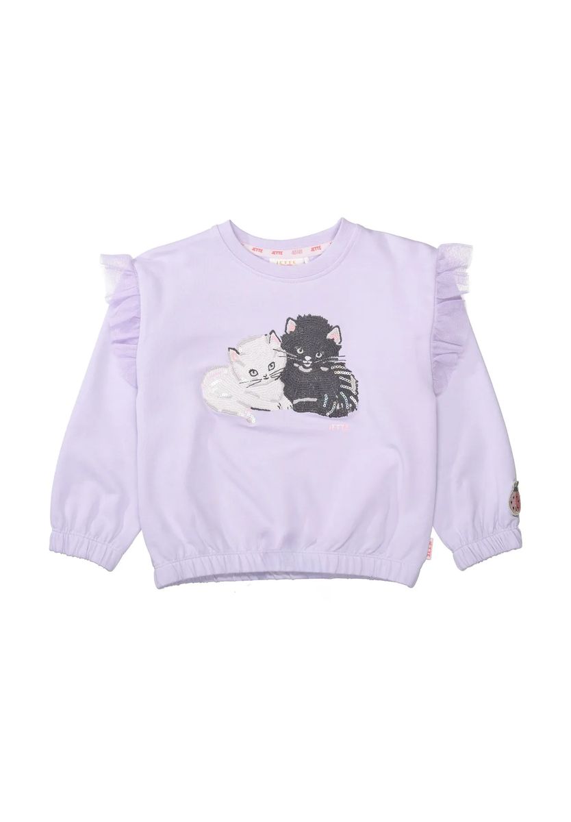 Rüschen-Sweatshirt mit Pailletten-Kätzchen