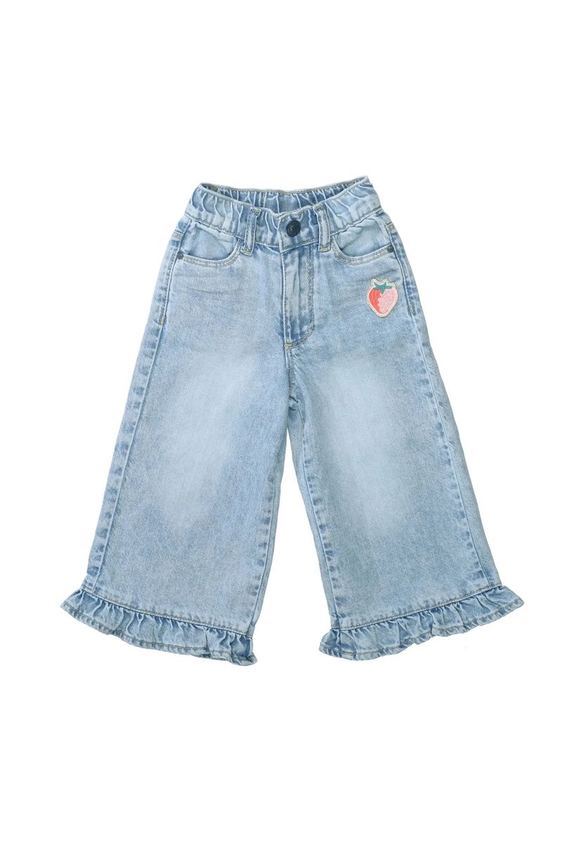 Weite Jeans mit Rüschen und Patch