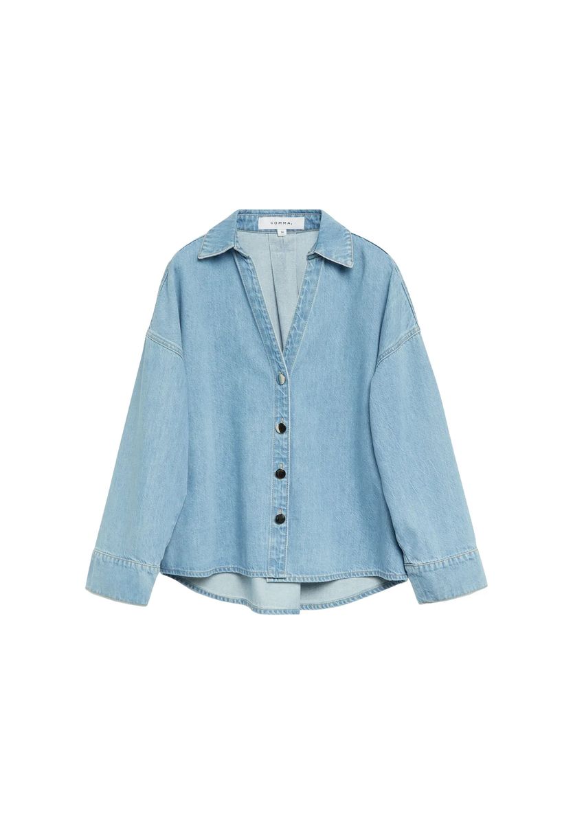Lässiges Denimhemd mit V-Ausschnitt