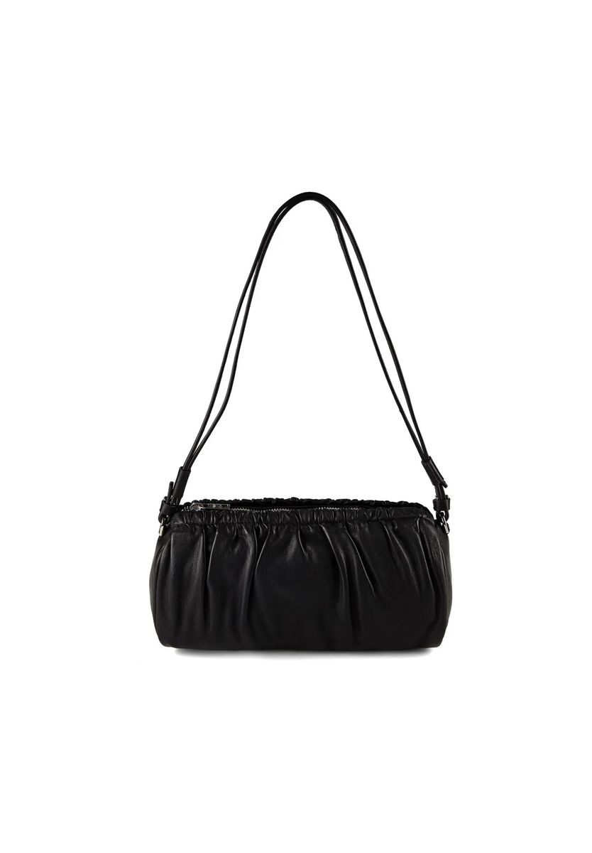 Geraffte Leder-Schultertasche im Cloud-Stil