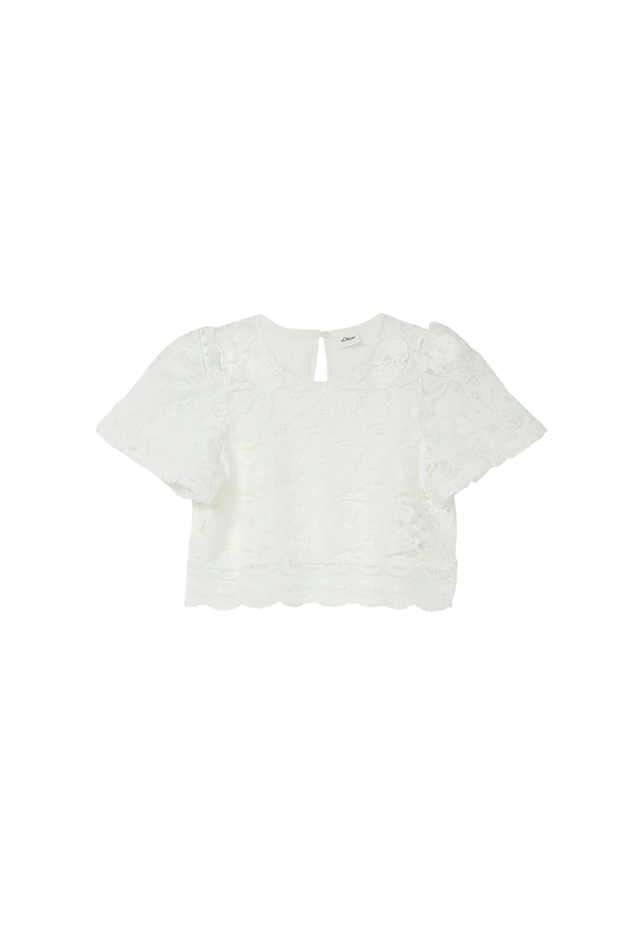 Kastige Crop-Bluse aus Spitze