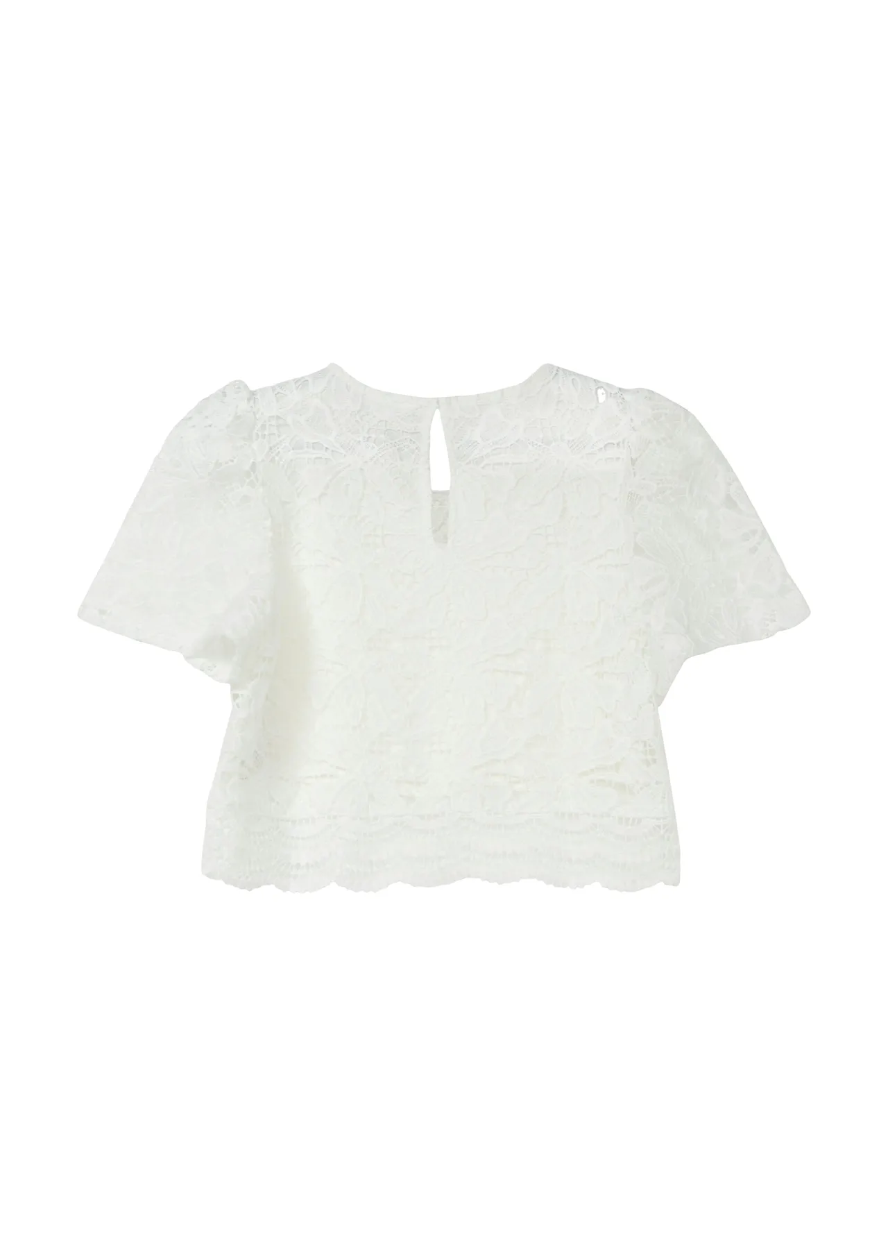 Kastige Crop-Bluse aus Spitze