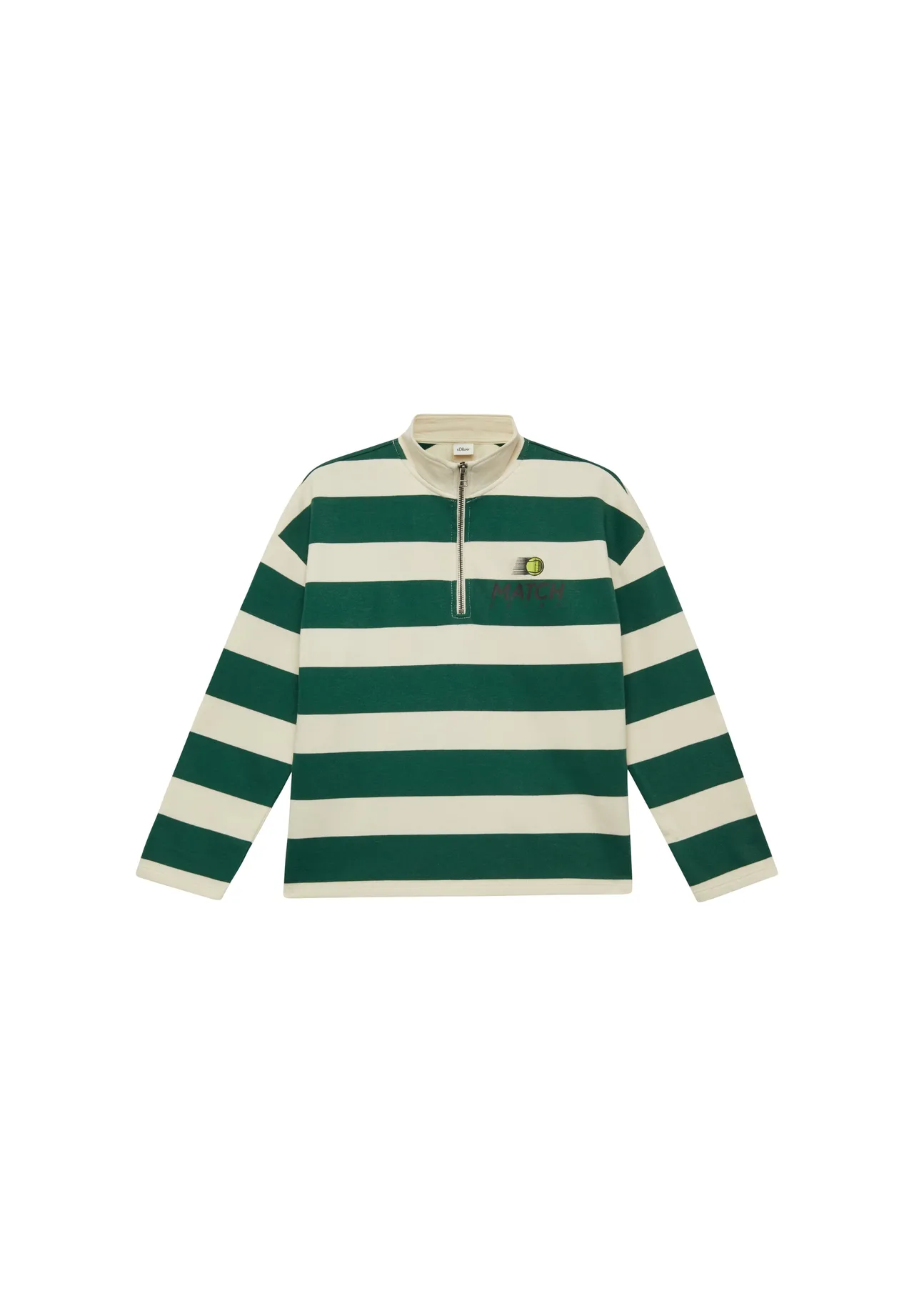 Gestreiftes Oversize-Sweatshirt mit Viertelreißverschluss