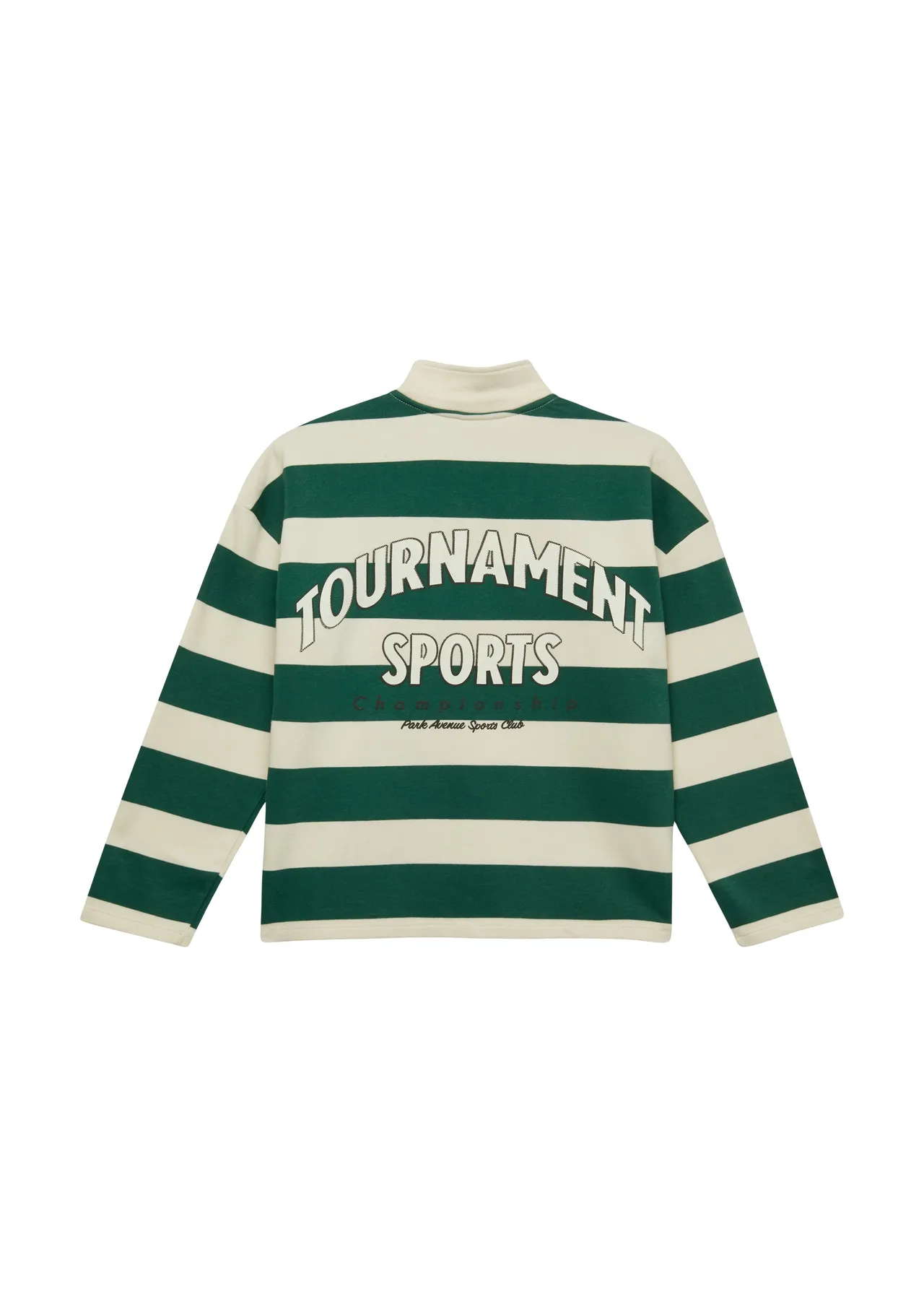 Gestreiftes Oversize-Sweatshirt mit Viertelreißverschluss