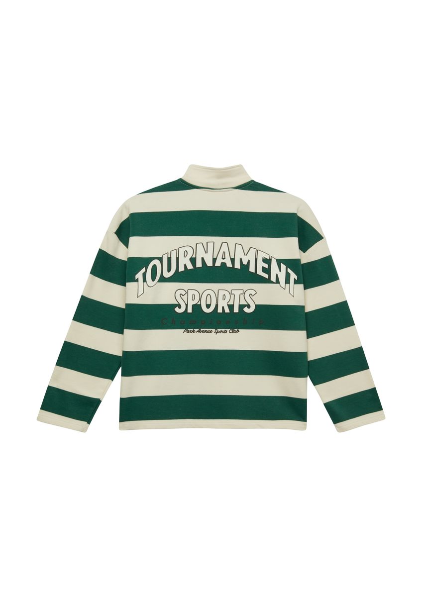 Gestreiftes Oversize-Sweatshirt mit Viertelreißverschluss