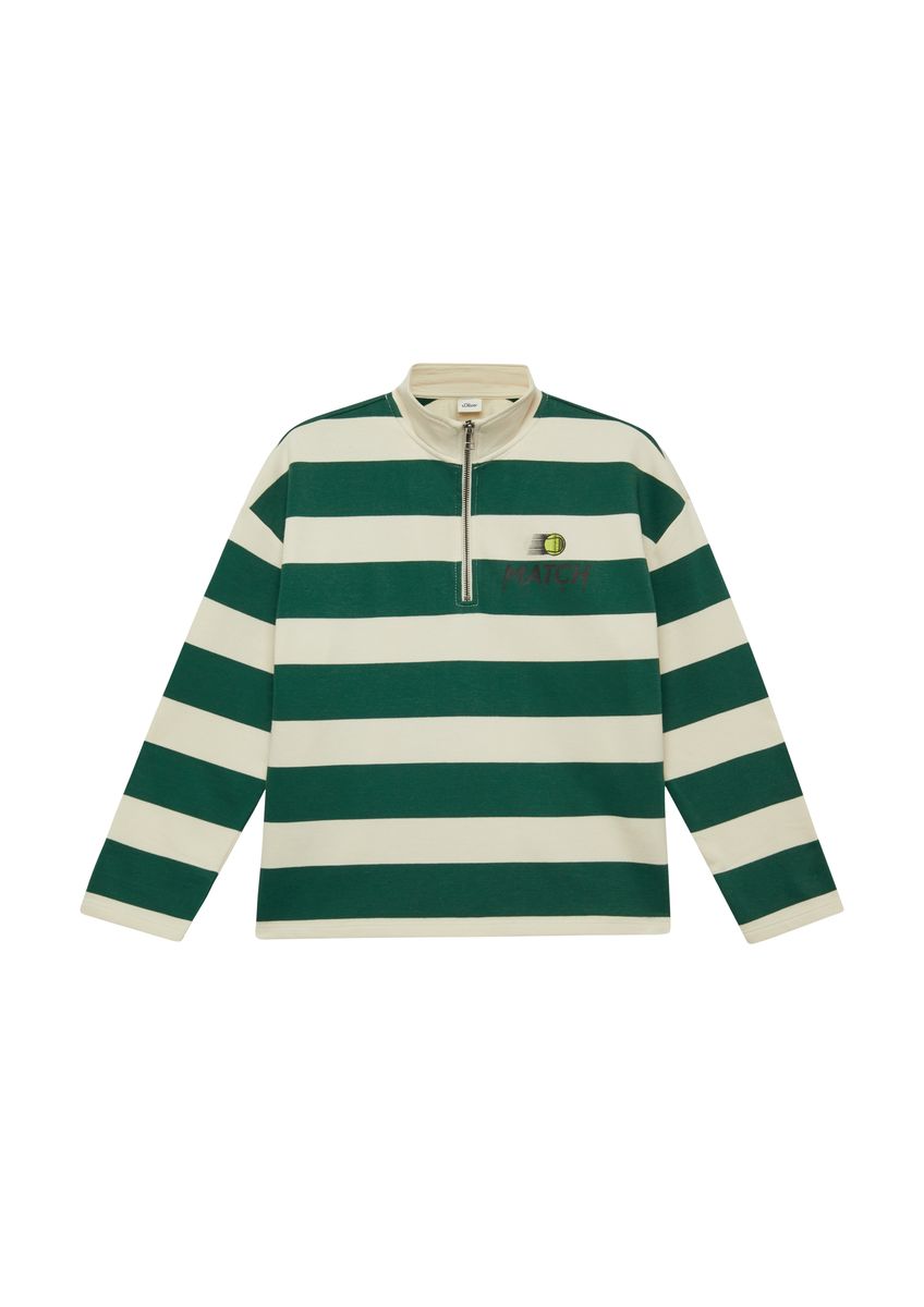 Gestreiftes Oversize-Sweatshirt mit Viertelreißverschluss