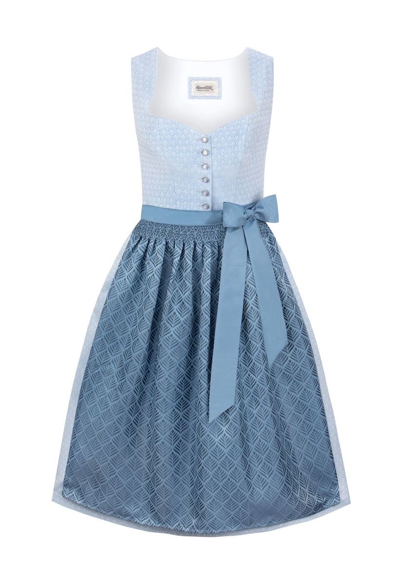 Elegantes blaues Jacquard Dirndl Kleid