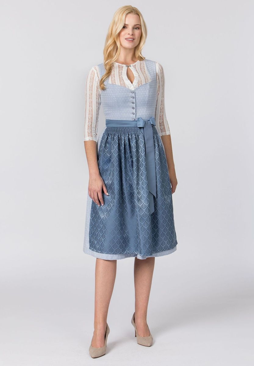 Elegantes blaues Jacquard Dirndl Kleid