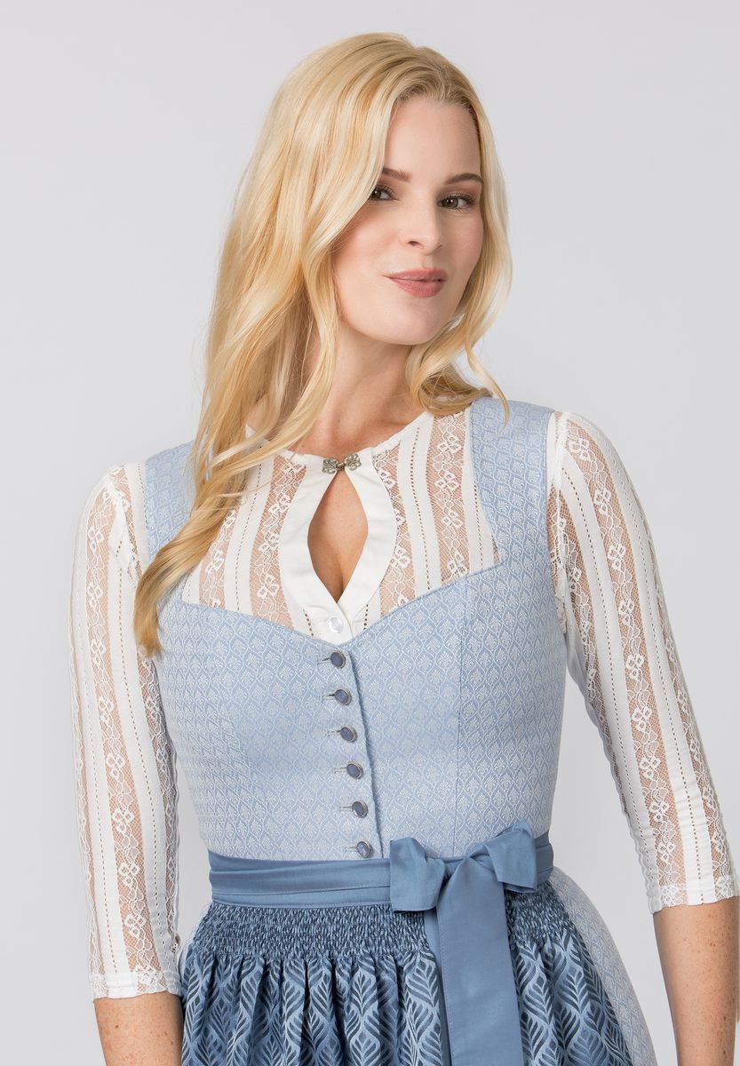 Elegantes blaues Jacquard Dirndl Kleid