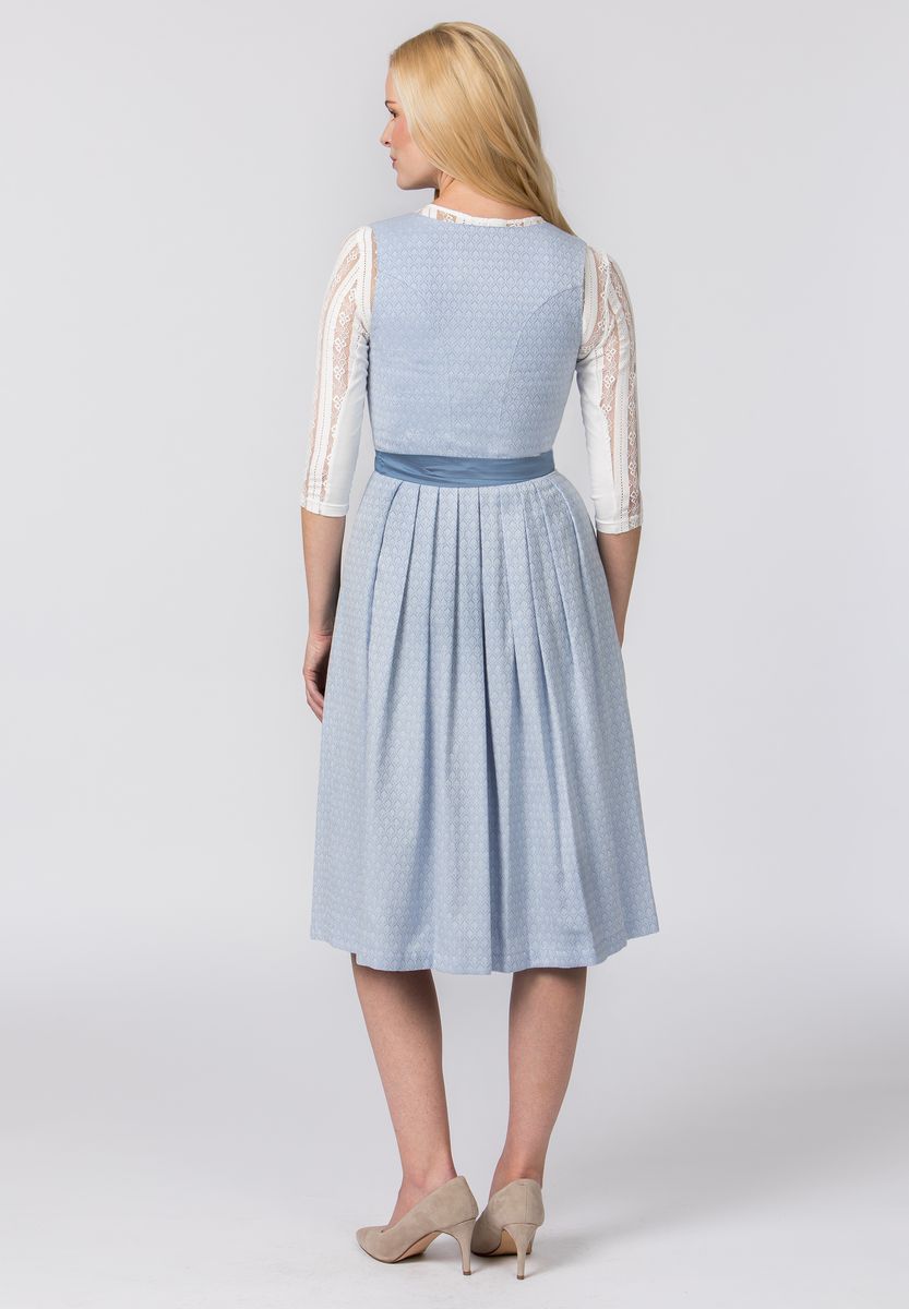 Elegantes blaues Jacquard Dirndl Kleid