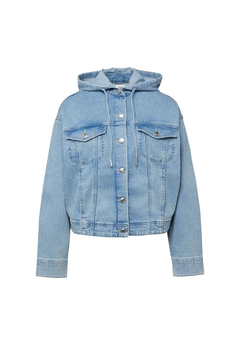 Jeansjacke mit Kapuze im Relaxed Fit