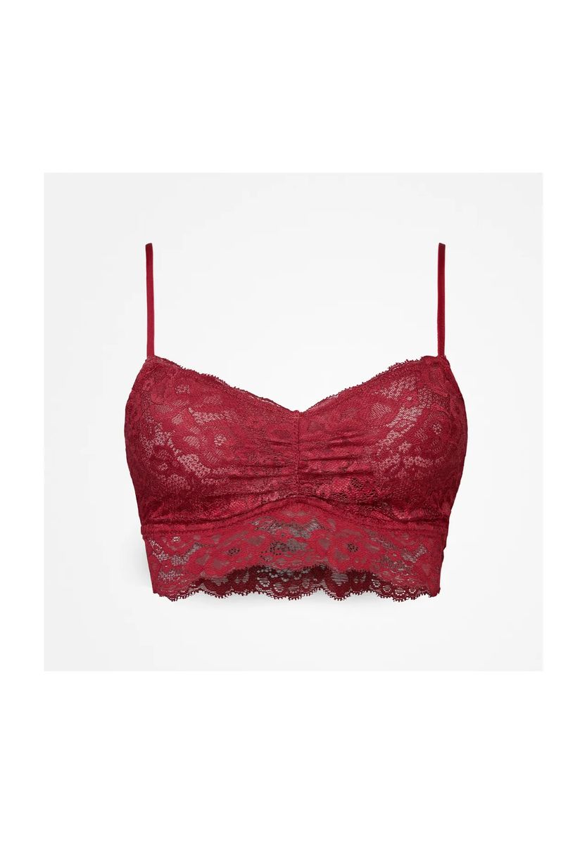 Transparentes Blumen-Spitzen-Bustier mit Wellensaum