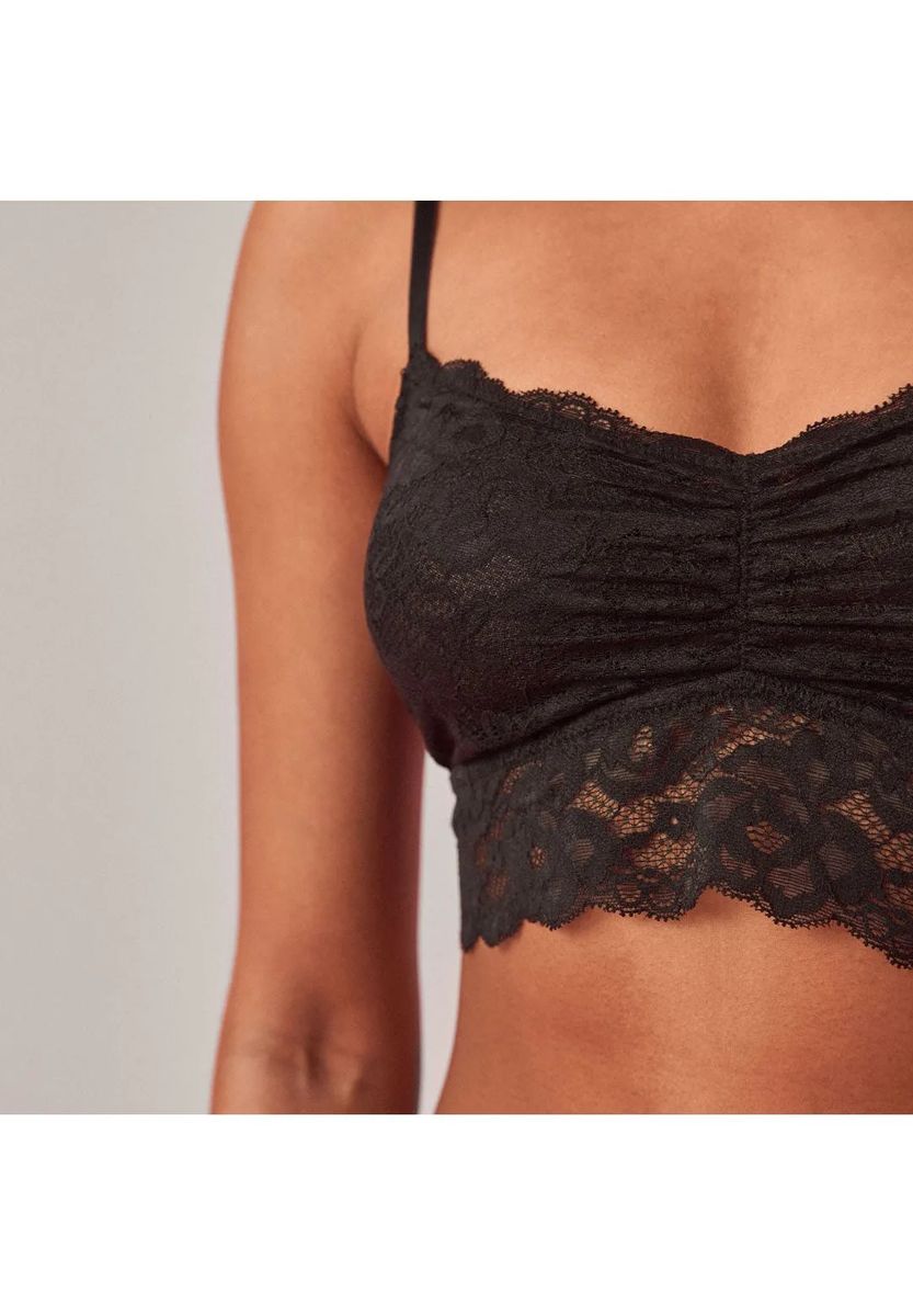 Transparentes Blumen-Spitzen-Bustier mit Wellensaum