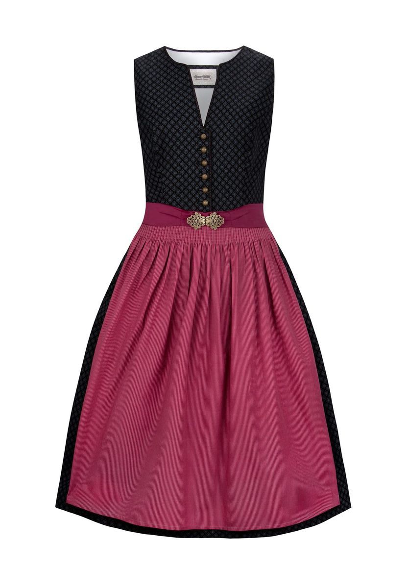 Elegantes Dirndl Kleid Schwarz und Pink