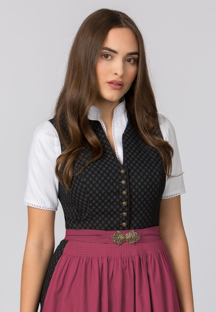 Elegantes Dirndl Kleid Schwarz und Pink