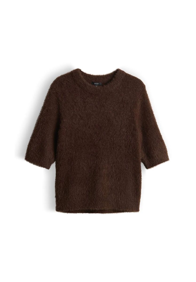 Flauschiger Strickpullover mit 3/4-Arm