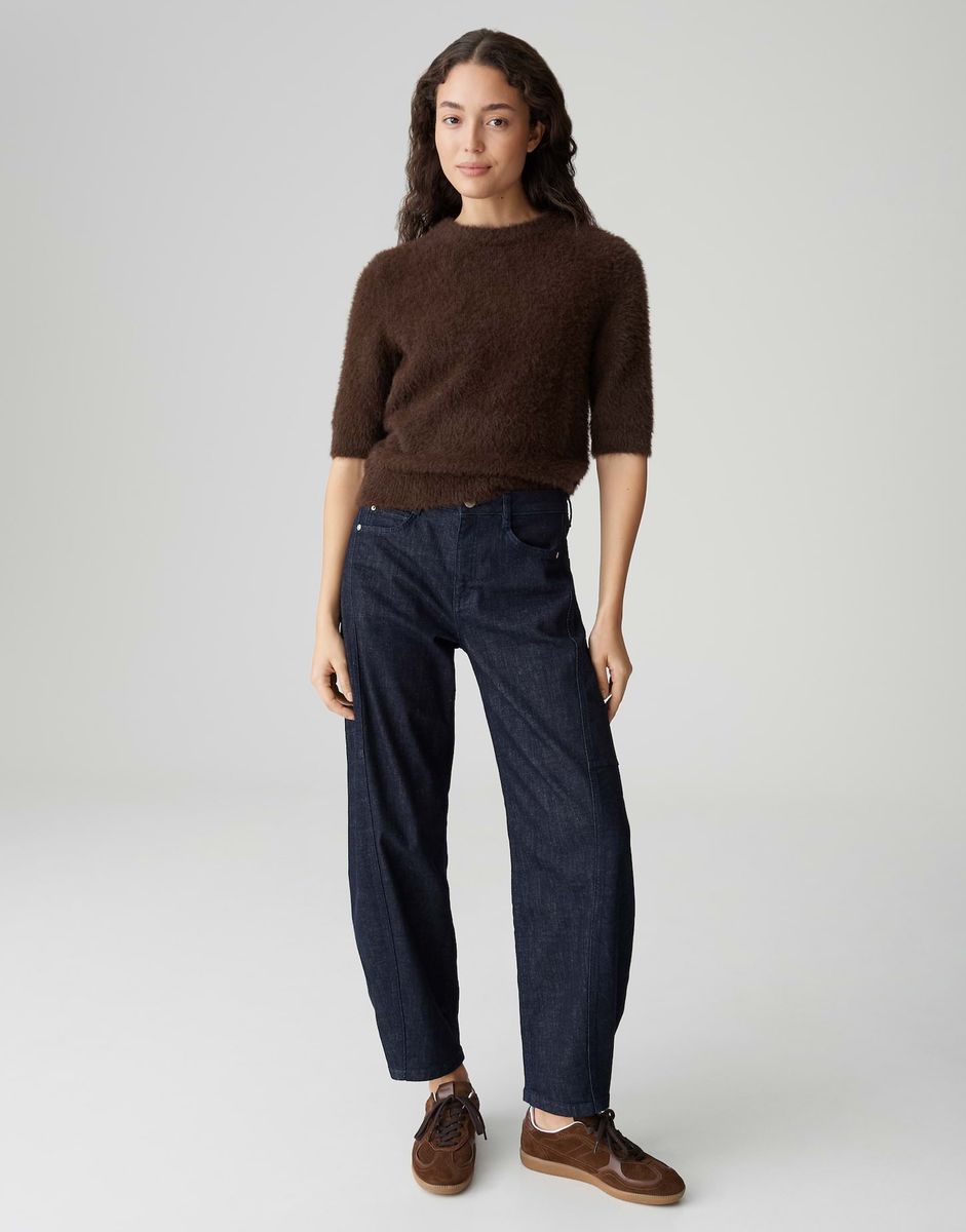 Flauschiger Strickpullover mit 3/4-Arm