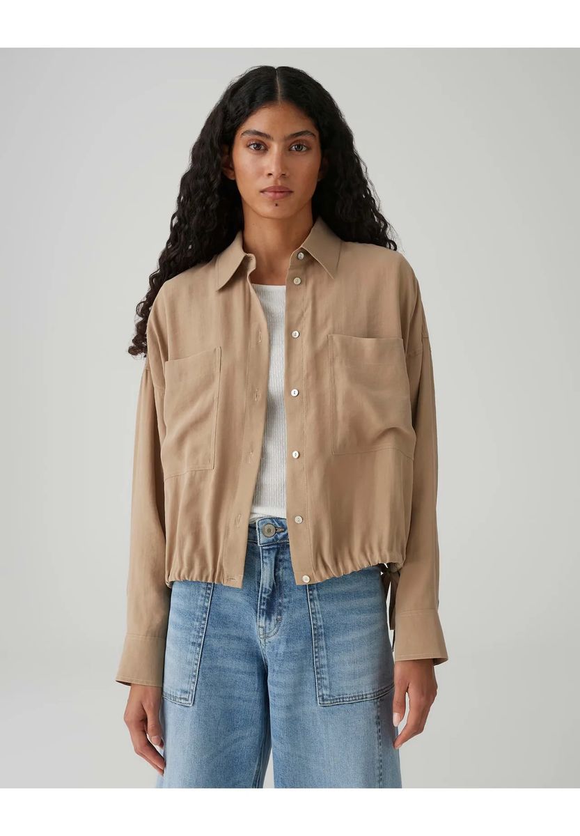 Boxige Utility-Bluse mit Bindesaum