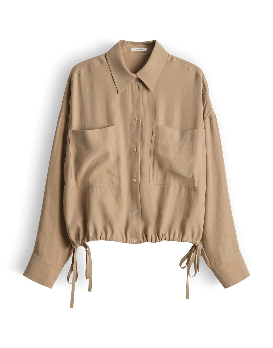 Boxige Utility-Bluse mit Bindesaum