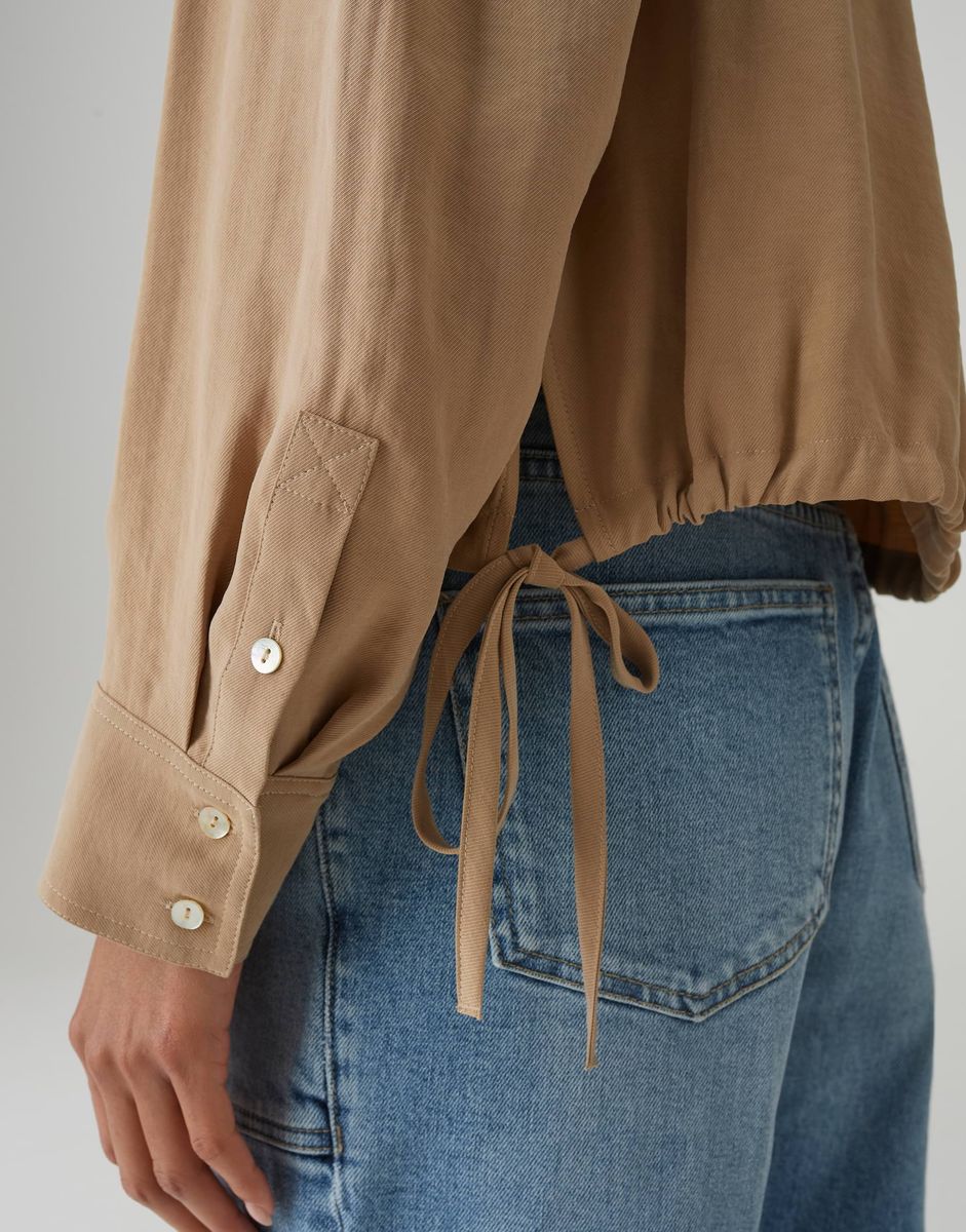 Boxige Utility-Bluse mit Bindesaum