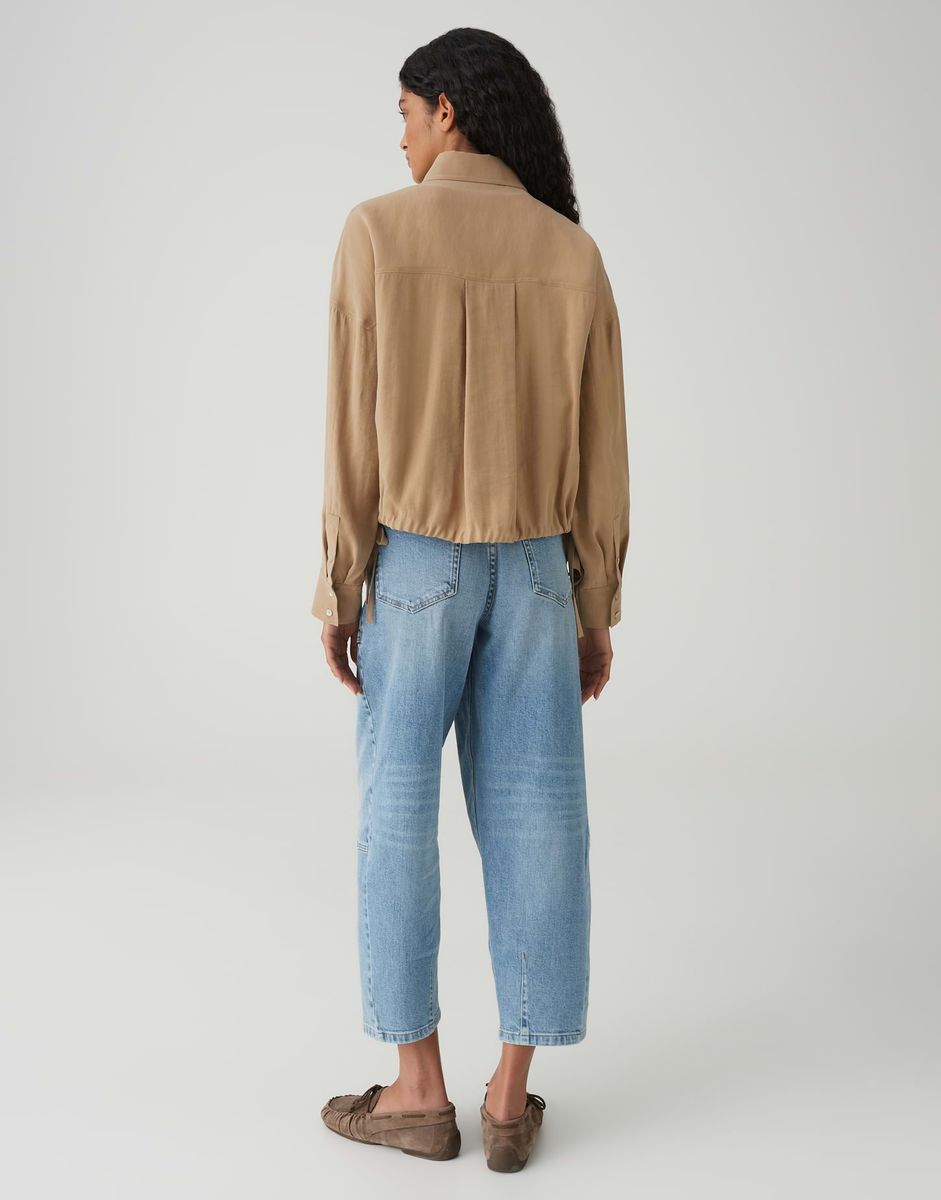 Boxige Utility-Bluse mit Bindesaum